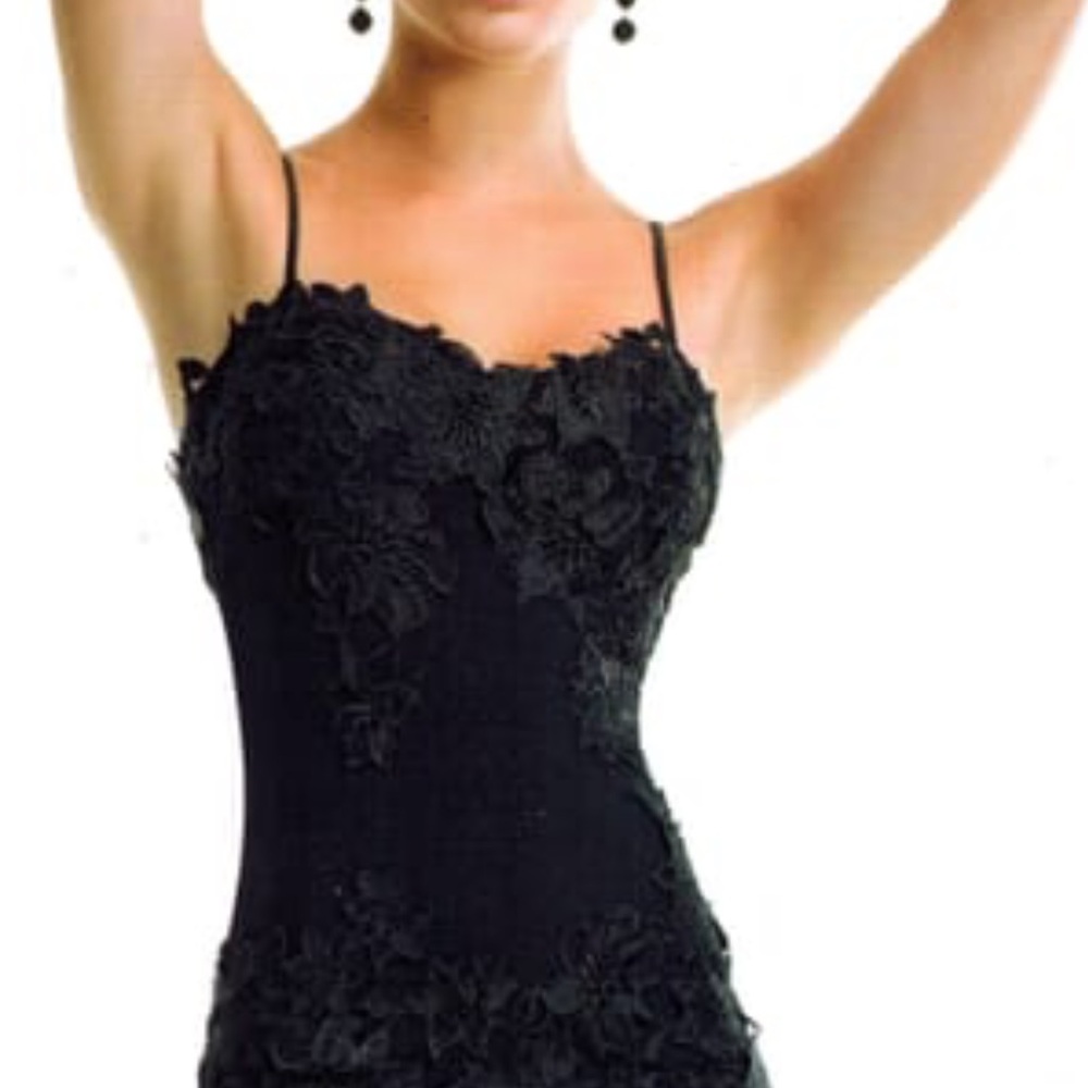 Black Lace Evening wedding prom Gown
 XS custom straps worn once 🔥🔥🔥